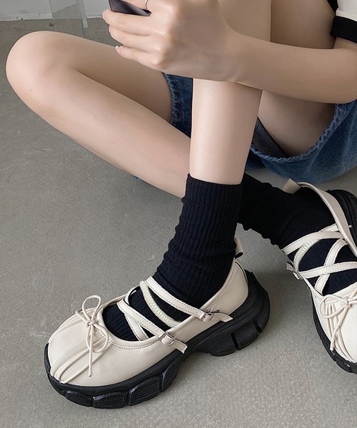 ライス様ご成約済✨美品✨ ハラコ スエード ダルメシアン リボン バレエシューズ セール】バレエコア × ダッドソール リボン シューズ（バレエ