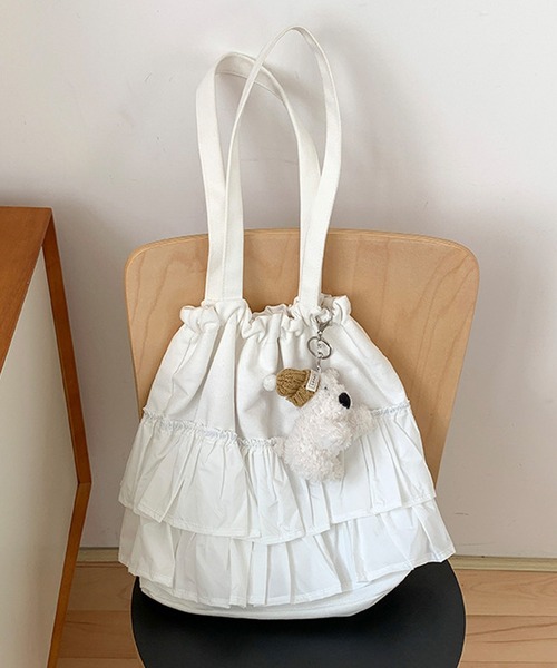 Chiina(チーナ)の「Chiina / コットンフリルトートバッグ(トートバッグ・レディース・オフホワイト・FREE)」の9枚目の写真