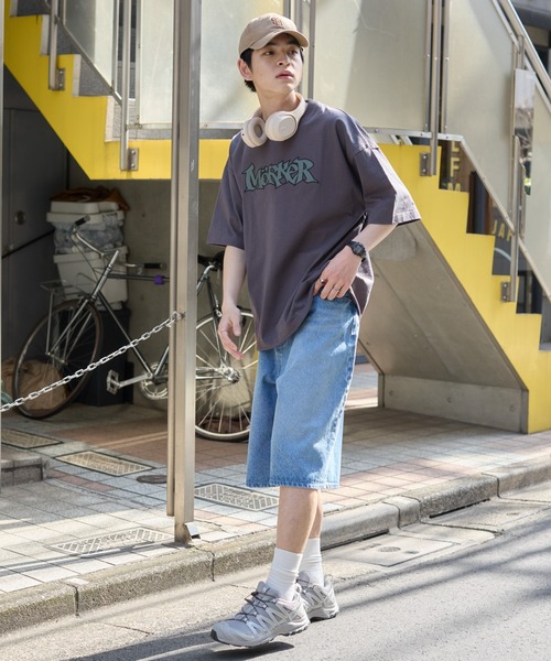 WEGO(ウィゴー)の「WEGO/ワッペンロゴドロストBIG T(Tシャツ/カットソー・メンズ・ホワイト/ブラック/スミクロ/グレー系その他/ブラック系その他・LARGE/MEDIUM)」の8枚目の写真