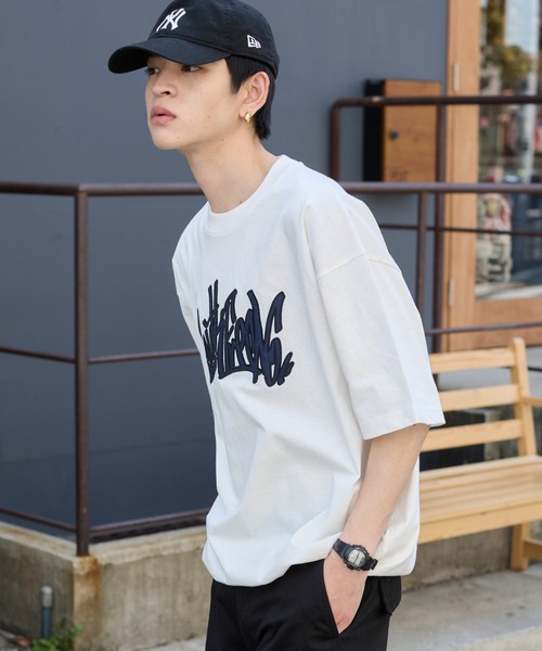 WEGO(ウィゴー)の「WEGO/ワッペンロゴドロストBIG T(Tシャツ/カットソー・メンズ・ホワイト/ブラック/スミクロ/グレー系その他/ブラック系その他・LARGE/MEDIUM)」の14枚目の写真