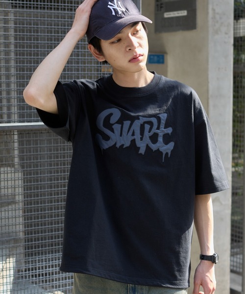 WEGO(ウィゴー)の「WEGO/ワッペンロゴドロストBIG T(Tシャツ/カットソー・メンズ・ホワイト/ブラック/スミクロ/グレー系その他/ブラック系その他・LARGE/MEDIUM)」の17枚目の写真