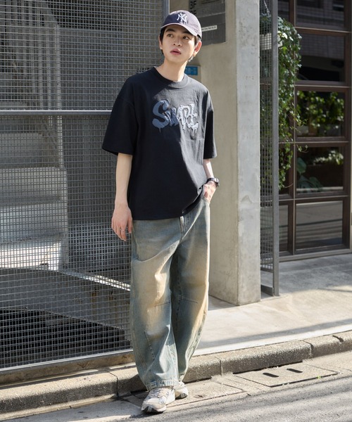 WEGO(ウィゴー)の「WEGO/ワッペンロゴドロストBIG T(Tシャツ/カットソー・メンズ・ホワイト/ブラック/スミクロ/グレー系その他/ブラック系その他・LARGE/MEDIUM)」の20枚目の写真