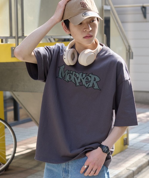 WEGO(ウィゴー)の「WEGO/ワッペンロゴドロストBIG T(Tシャツ/カットソー・メンズ・ホワイト/ブラック/スミクロ/グレー系その他/ブラック系その他・LARGE/MEDIUM)」の21枚目の写真