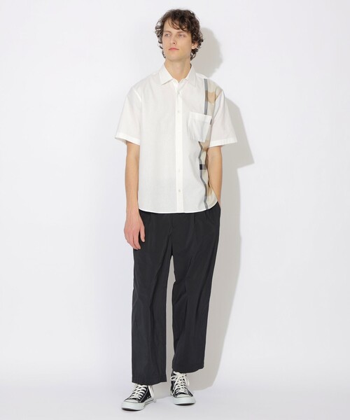 CB CRESTBRIDGE（シービークレストブリッジ）の「パーシャルチェックリネンミックスハーフスリーブシャツ（シャツ/ブラウス・メンズ・オフホワイト/ネイビー・2/3）」の5枚目の写真