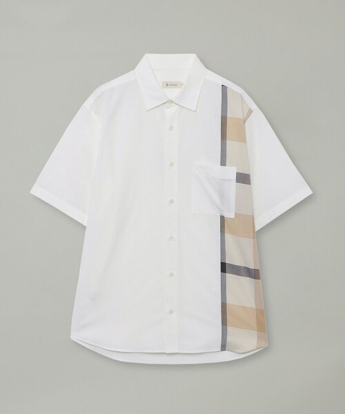 CB CRESTBRIDGE（シービークレストブリッジ）の「パーシャルチェックリネンミックスハーフスリーブシャツ（シャツ/ブラウス・メンズ・オフホワイト/ネイビー・2/3）」の9枚目の写真