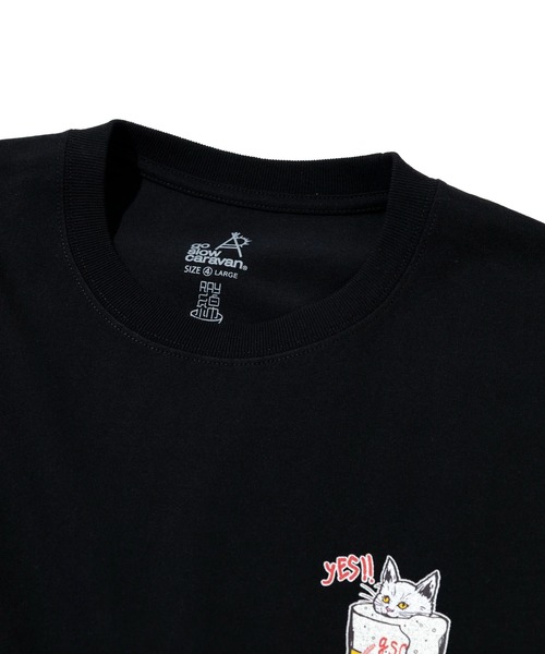 go slow caravan（ゴースローキャラバン）の「RAY綿 猫と麦酒TEE～麦酒風呂2～（Tシャツ/カットソー・メンズ・ホワイト/ブラック・X-LARGE/LARGE/MEDIUM/SMALL）」の15枚目の写真