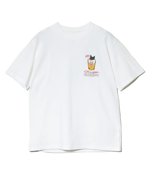 go slow caravan（ゴースローキャラバン）の「RAY綿 猫と麦酒TEE～麦酒風呂2～（Tシャツ/カットソー・メンズ・ホワイト/ブラック・X-LARGE/LARGE/MEDIUM/SMALL）」の6枚目の写真