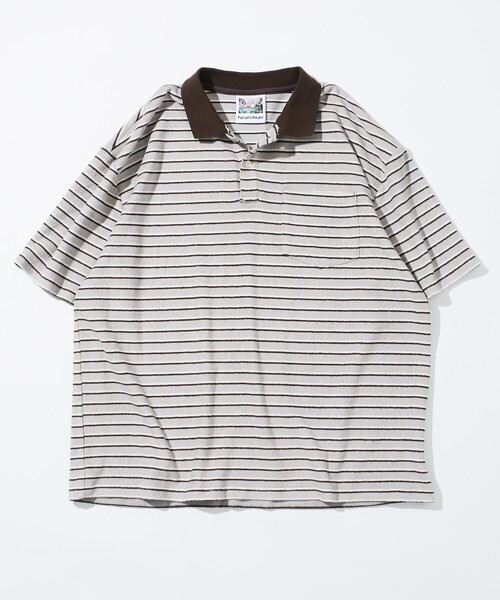 FREAK'S STORE（フリークスストア）の「FREAK’S STORE/フリークスストア 【Beach & Festival】マルチボーダー パイル ポロシャツ ショートスリーブ（ポロシャツ・メンズ・ブラック/グレイッシュベージュ/サックスブルー・MEDIUM/LARGE）」の4枚目の写真