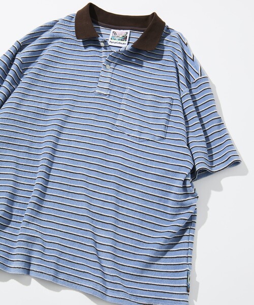 FREAK'S STORE（フリークスストア）の「FREAK’S STORE/フリークスストア 【Beach & Festival】マルチボーダー パイル ポロシャツ ショートスリーブ（ポロシャツ・メンズ・ブラック/グレイッシュベージュ/サックスブルー・MEDIUM/LARGE）」の16枚目の写真