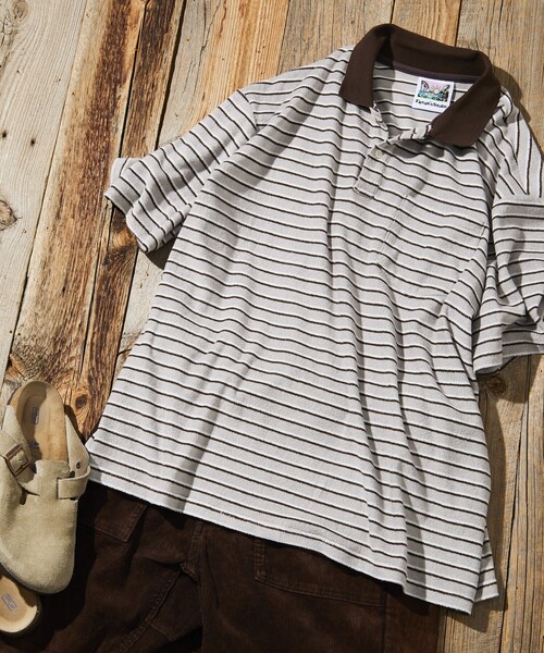 FREAK'S STORE（フリークスストア）の「FREAK’S STORE/フリークスストア 【Beach & Festival】マルチボーダー パイル ポロシャツ ショートスリーブ（ポロシャツ・メンズ・ブラック/グレイッシュベージュ/サックスブルー・MEDIUM/LARGE）」の21枚目の写真