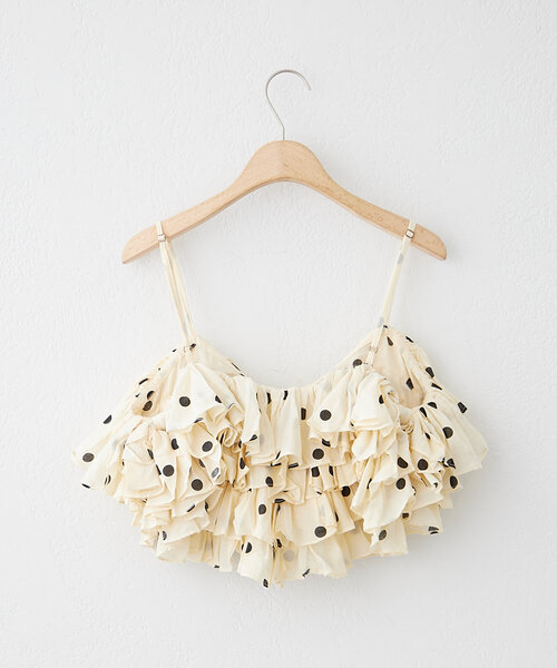 mystic（ミスティック）の「crinkle dot frill cami（シャツ/ブラウス・レディース・アイボリー/ブラック・FREE）」の5枚目の写真
