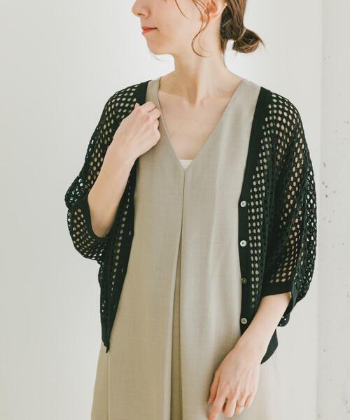 ITEMS URBANRESEARCH(アイテムズ アーバンリサーチ)の「メッシュニットカーディガン(カーディガン/ボレロ・レディース・グレー系その他/ブラック/ブラウン・FREE)」の8枚目の写真