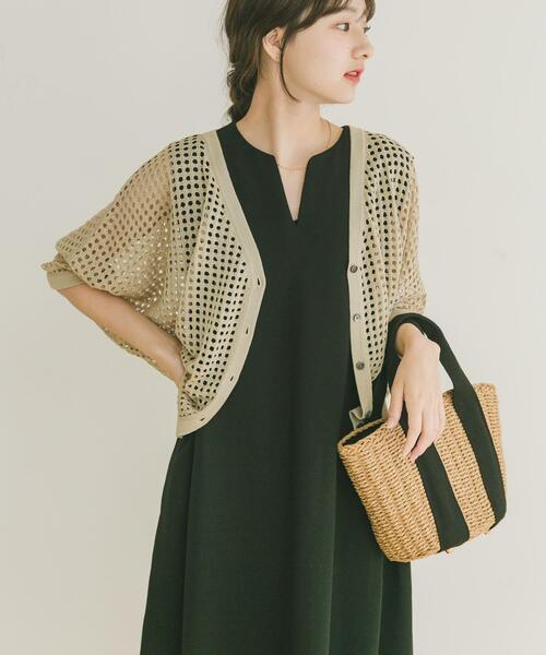 ITEMS URBANRESEARCH(アイテムズ アーバンリサーチ)の「メッシュニットカーディガン(カーディガン/ボレロ・レディース・グレー系その他/ブラック/ブラウン・FREE)」の13枚目の写真