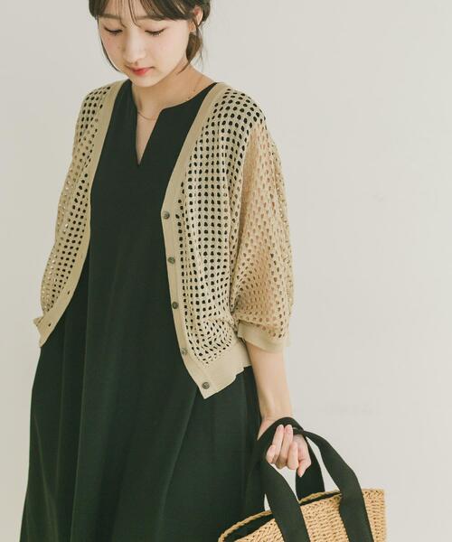 ITEMS URBANRESEARCH(アイテムズ アーバンリサーチ)の「メッシュニットカーディガン(カーディガン/ボレロ・レディース・グレー系その他/ブラック/ブラウン・FREE)」の14枚目の写真