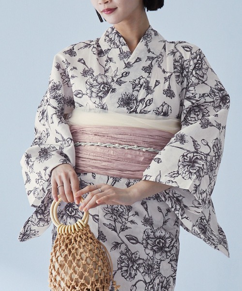 セール】選べるアソート花柄 浴衣 5点セット【浴衣＋兵児帯＋