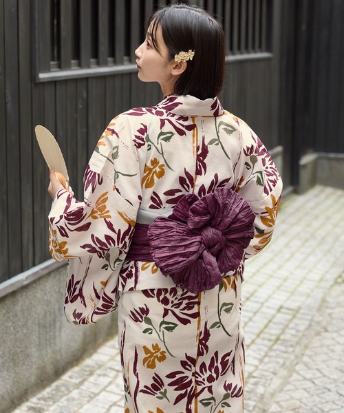 セール】選べるアソート花柄 浴衣 5点セット【浴衣＋兵児帯＋