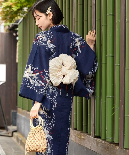 セール】選べるアソート花柄 浴衣 5点セット【浴衣＋兵児帯＋
