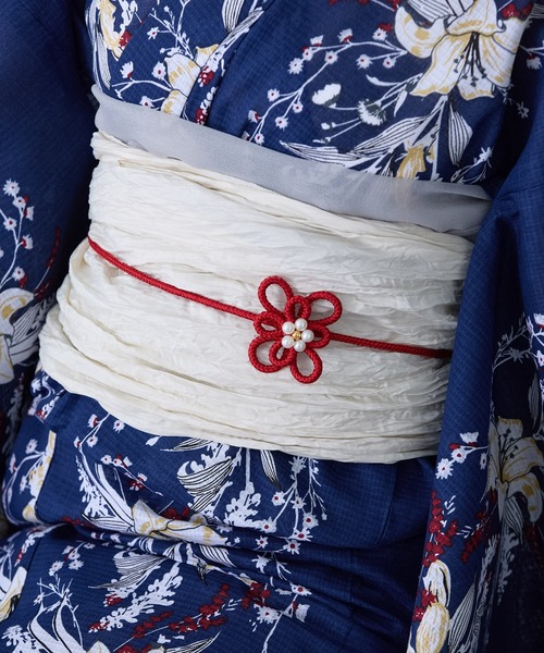 ⭐タイムセール⭐新品⭐花柄浴衣・帯•帯締めセット 簡単着付け レディース浴衣セット 5点セット 花柄【浴衣・兵児帯・飾り