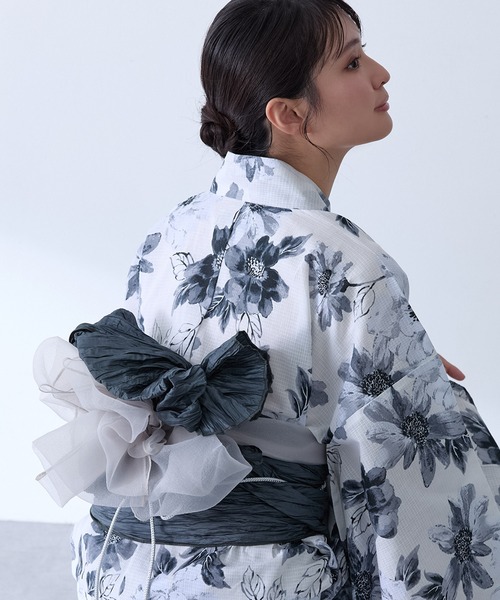セール】簡単着付け レディース浴衣セット 5点セット 花柄【浴衣