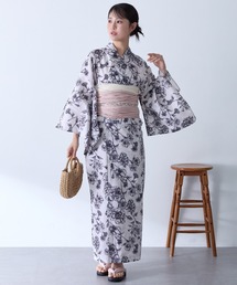 MONO-MART（モノマート）の「簡単着付け レディース浴衣セット 5点セット 花柄【浴衣・兵児帯・飾り帯・帯留め・下駄】（浴衣）」