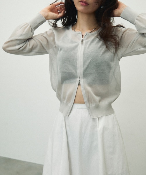Lutim by u（ルチバイユー）の「Double Zip Crew Neck Cardigan / ダブルジップクルーネックカーディガン（カーディガン/ボレロ・レディース・ホワイト/イエロー/ブラック/グレー・FREE）」の3枚目の写真