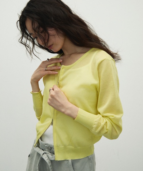 Lutim by u（ルチバイユー）の「Double Zip Crew Neck Cardigan / ダブルジップクルーネックカーディガン（カーディガン/ボレロ・レディース・ホワイト/イエロー/ブラック/グレー・FREE）」の4枚目の写真