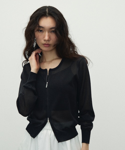 Double Zip Crew Neck Cardigan / ダブルジップクルーネック