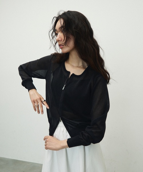 Lutim by u（ルチバイユー）の「Double Zip Crew Neck Cardigan / ダブルジップクルーネックカーディガン（カーディガン/ボレロ・レディース・ホワイト/イエロー/ブラック/グレー・FREE）」の20枚目の写真