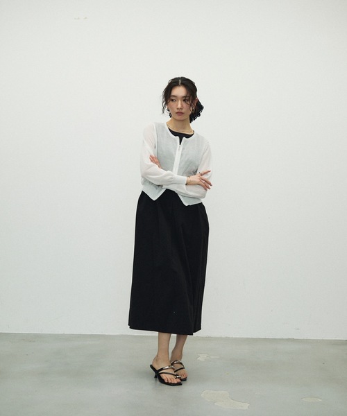 Lutim by u（ルチバイユー）の「Double Zip Crew Neck Cardigan / ダブルジップクルーネックカーディガン（カーディガン/ボレロ・レディース・ホワイト/イエロー/ブラック/グレー・FREE）」の7枚目の写真