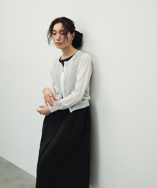 Lutim by u（ルチバイユー）の「Double Zip Crew Neck Cardigan / ダブルジップクルーネックカーディガン（カーディガン/ボレロ・レディース・ホワイト/イエロー/ブラック/グレー・FREE）」の10枚目の写真