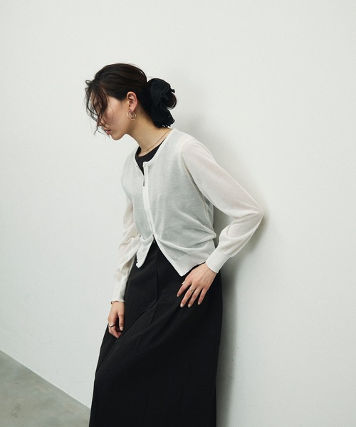 Lutim by u（ルチバイユー）の「Double Zip Crew Neck Cardigan / ダブルジップクルーネックカーディガン（カーディガン/ボレロ・レディース・ホワイト/イエロー/ブラック/グレー・FREE）」の11枚目の写真