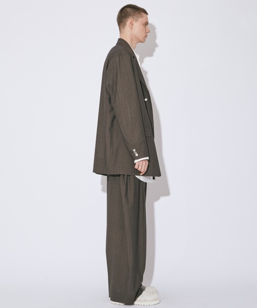 beautiful people(ビューティフルピープル)の「sheer stripe suiting shirt jacket(テーラードジャケット・レディース・ブラウン・38/40)」の4枚目の写真