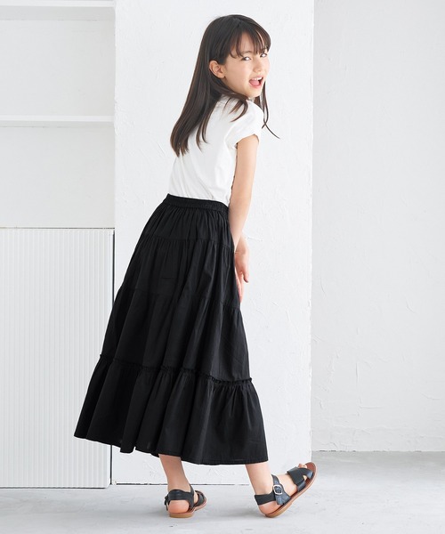 coca(coca)(コカ)の「キッズ 親子お揃いティアードスカート(スカート・キッズ・ブラック/ホワイト・120/130/140/150)」の12枚目の写真