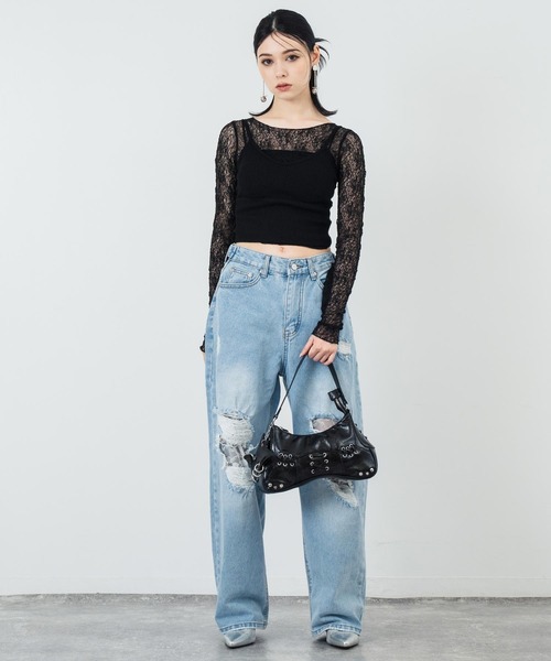 ANAP(アナップ)の「ダメージレースデニムパンツ(デニムパンツ・レディース・ブルー・S/M)」の15枚目の写真