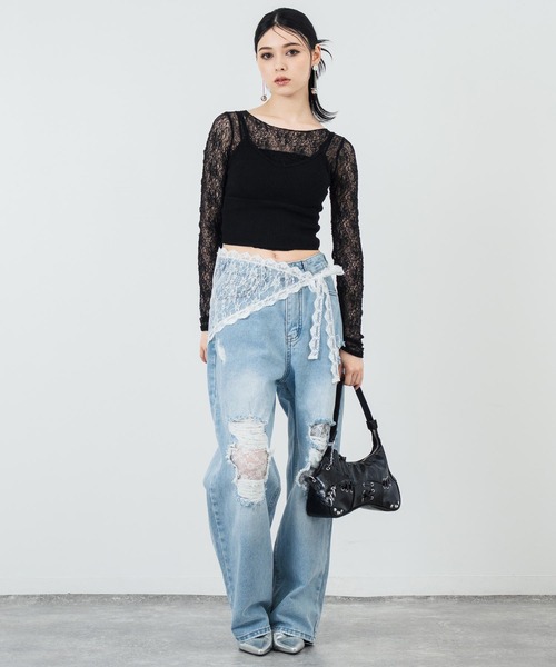 ANAP(アナップ)の「ダメージレースデニムパンツ(デニムパンツ・レディース・ブルー・S/M)」の16枚目の写真