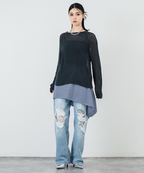 ANAP(アナップ)の「ダメージレースデニムパンツ(デニムパンツ・レディース・ブルー・S/M)」の10枚目の写真