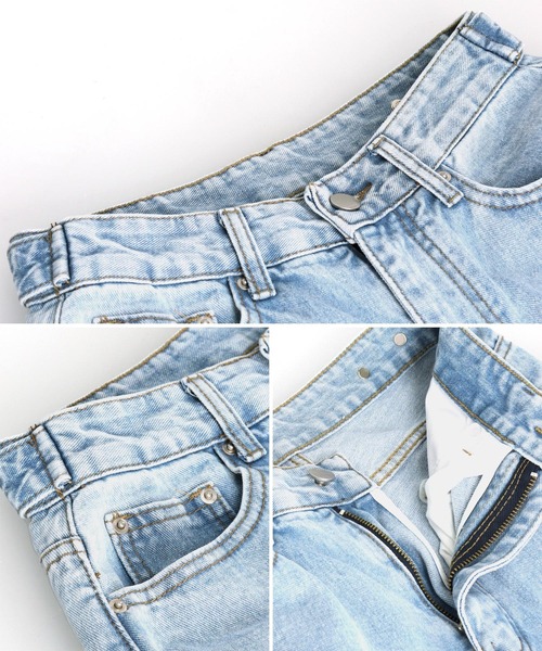ANAP(アナップ)の「ダメージレースデニムパンツ(デニムパンツ・レディース・ブルー・S/M)」の2枚目の写真