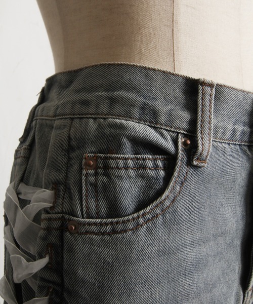 tocco closet（トッコ　クローゼット）の「【ZOZO限定】サイドレースアップシューレースソフトフレアーパンツ（デニムパンツ・レディース・ブルー/ブラック/サックスブルー・M）」の14枚目の写真