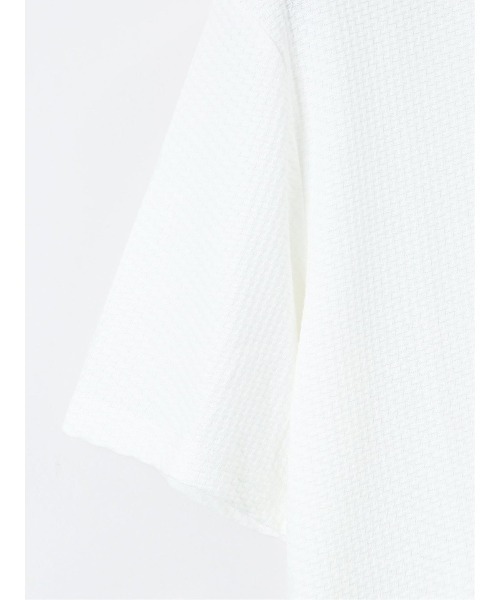 m.f.editorial（エムエフエディトリアル）の「【マシンウォッシャブル】m.f.エディトリアル メンズ バイヤスジャガード Vネック半袖Tシャツ（Tシャツ/カットソー・メンズ・アイボリー/ネイビー・MEDIUM/LARGE/X-LARGE）」の8枚目の写真