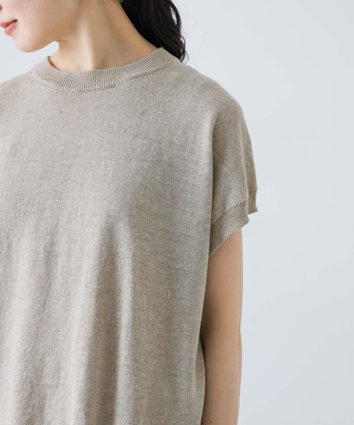 新品タグ付き　かぐれ　リネンフレンチスリーブニット　NATURAL リネンフレンチスリーブニット（ニット/セーター）｜かぐれ