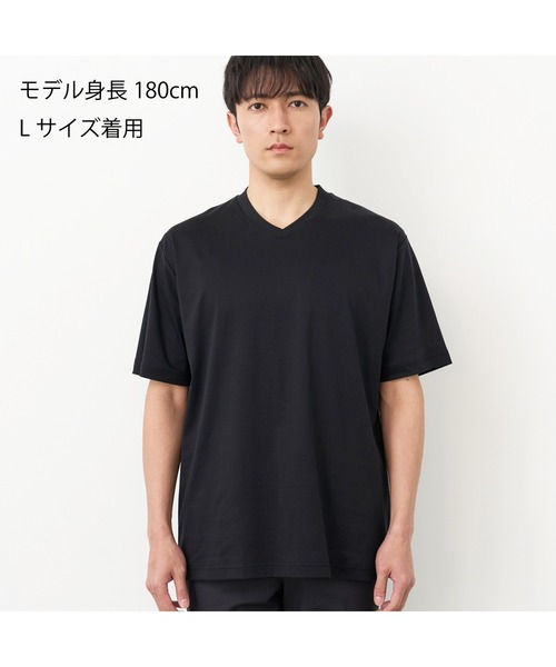 TOKYO SHIRTS（トウキョウシャツ）の「【シャツ屋仕立てのTシャツ】 Vネック Tシャツ（Tシャツ/カットソー・メンズ・ブラック/ホワイト・L/S/M/LL）」の5枚目の写真