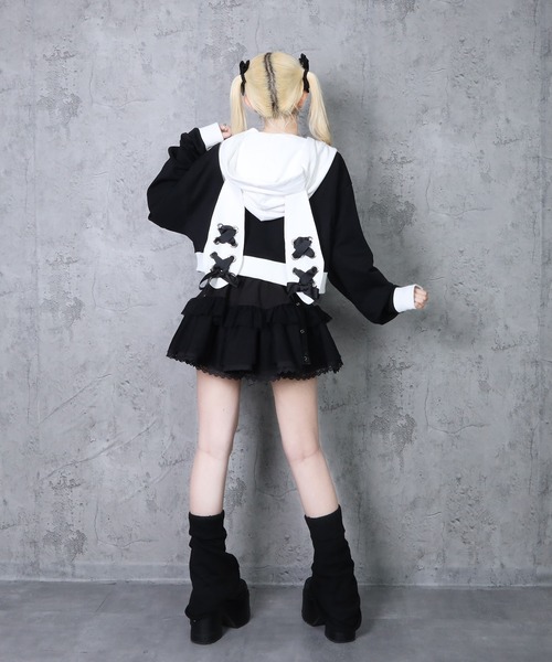 Amilige（アミリージュ）の「ウサ耳ショート丈パーカー（パーカー・レディース・ブラック/ホワイト・FREE）」の9枚目の写真