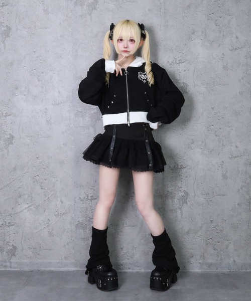 Amilige（アミリージュ）の「ウサ耳ショート丈パーカー（パーカー・レディース・ブラック/ホワイト・FREE）」の7枚目の写真