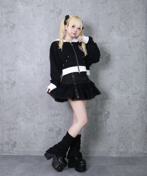 Amilige（アミリージュ）の「ウサ耳ショート丈パーカー（パーカー・レディース・ブラック/ホワイト・FREE）」の8枚目の写真