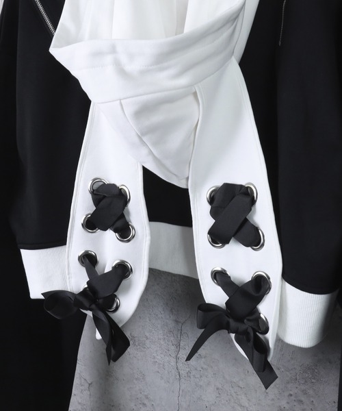 Amilige（アミリージュ）の「ウサ耳ショート丈パーカー（パーカー・レディース・ブラック/ホワイト・FREE）」の21枚目の写真