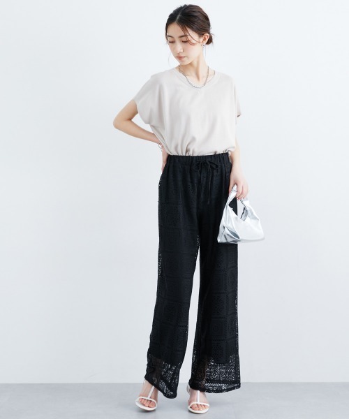slattgir(スラットジール)の「高身長 ブロックレースワイドパンツ(トールサイズ)(その他パンツ・レディース・アイボリー/ブラック・TM/TL/TLL/T3L/T4L/T5L)」の10枚目の写真