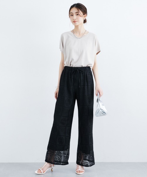 slattgir(スラットジール)の「高身長 ブロックレースワイドパンツ(トールサイズ)(その他パンツ・レディース・アイボリー/ブラック・TM/TL/TLL/T3L/T4L/T5L)」の12枚目の写真