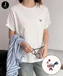 綿混ワンポイント刺繍Tシャツ カットソー