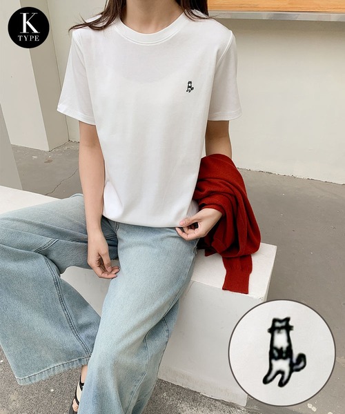 LOWO(ロワ)の「綿混ワンポイント刺繍Tシャツ カットソー(Tシャツ/カットソー・レディース・ホワイト系その他/ホワイト系3/ホワイト系4/ホワイト系その他2/ホワイト系その他3/ホワイト系その他4/ホワイト系その他5/ホワイト系その他6/ホワイト系その他7/ホワイト系/ホワイト系1/ホワイト系2・FREE)」の11枚目の写真