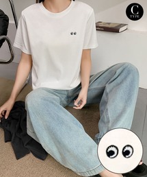 綿混ワンポイント刺繍Tシャツ カットソー